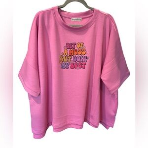 Zenana PLUS SCUBA ROUND NECK TOP WITH SIDE SLITS